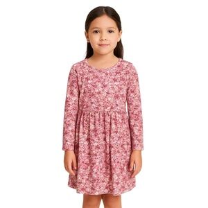 H&M‎ Girls Dress Size 6-7 Pink Floral Long Sleeve Cotton Casual
